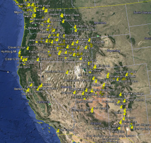 Just some of the places we've been since 2011, almost all camping spots.